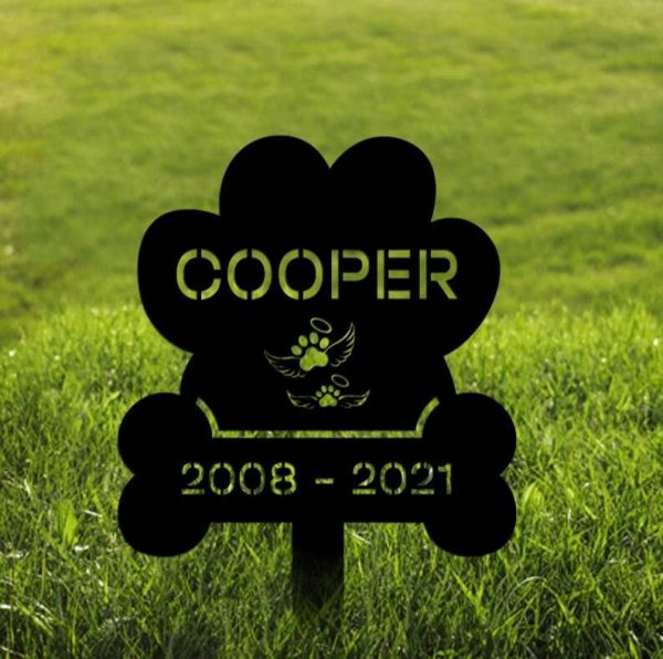 Personalized Dog Memorial Sign Yard Stakes Pet Grave Marker Cemetery Decor Custom Metal Sign