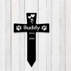 Personalized Dog Paw Prints Pet Memorial Sign Yard Stakes Grave Marker Cemetery Decor Custom Metal Sign