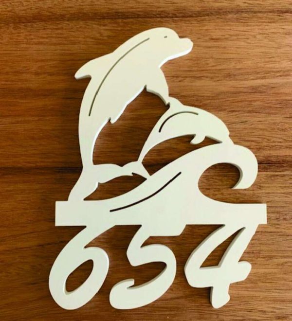 Personalized Dolphin with Baby Address Sign House Number Plaque Custom Metal Sign