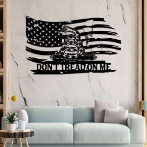 Personalized Dont Tread On Me American Flag Sign Independence Day Veteran Day Patriotic Decor Custom Metal Sign 1