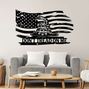 Personalized Dont Tread On Me American Flag Sign Independence Day Veteran Day Patriotic Decor Custom Metal Sign 2