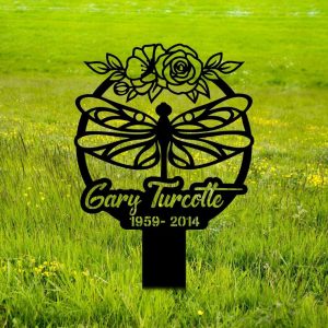 Personalized Dragonfly Memorial Garden Yard Stakes Grave Maker Decorative Custom Metal Sign Housewarming Gift 2