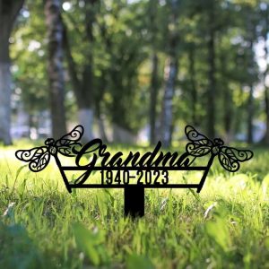 Personalized Dragonfly Memorial Sign Yard Stakes Mom Nana Grave Marker Cemetery Decor Custom Metal Sign 2