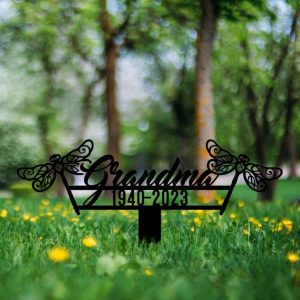 Personalized Dragonfly Memorial Sign Yard Stakes Mom Nana Grave Marker Cemetery Decor Custom Metal Sign 3