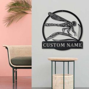 Personalized Dragonfly Monogram Garden Decorative Custom Metal Sign 1