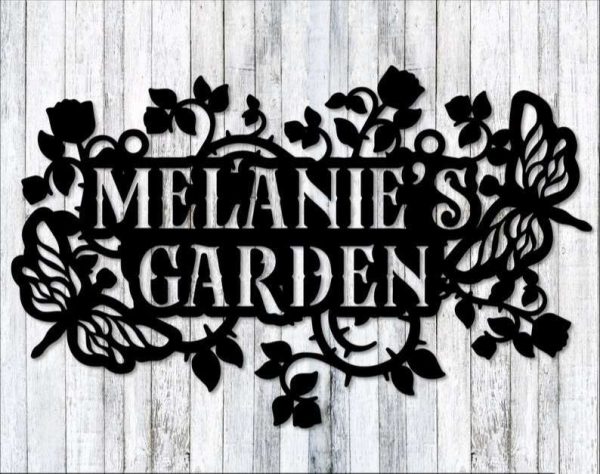 Personalized Dragonfly & Roses Garden Decorative Custom Metal Sign