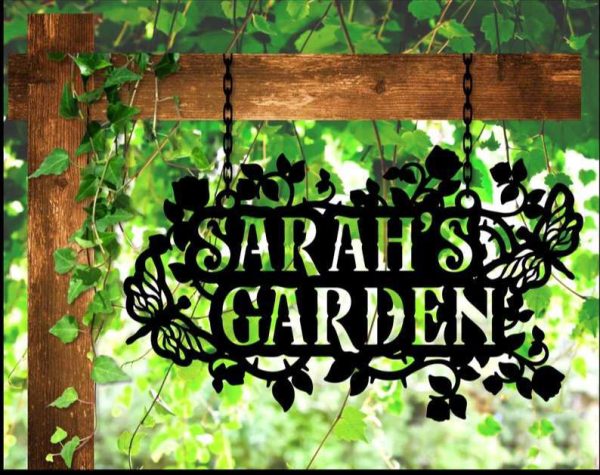 Personalized Dragonfly & Roses Garden Decorative Custom Metal Sign