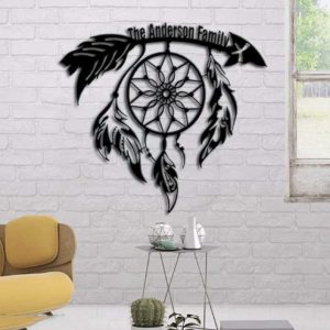 Personalized Dream Catcher Native American Sign Independence Day Veteran Day Patriotic Decor Custom Metal Sign 1 1