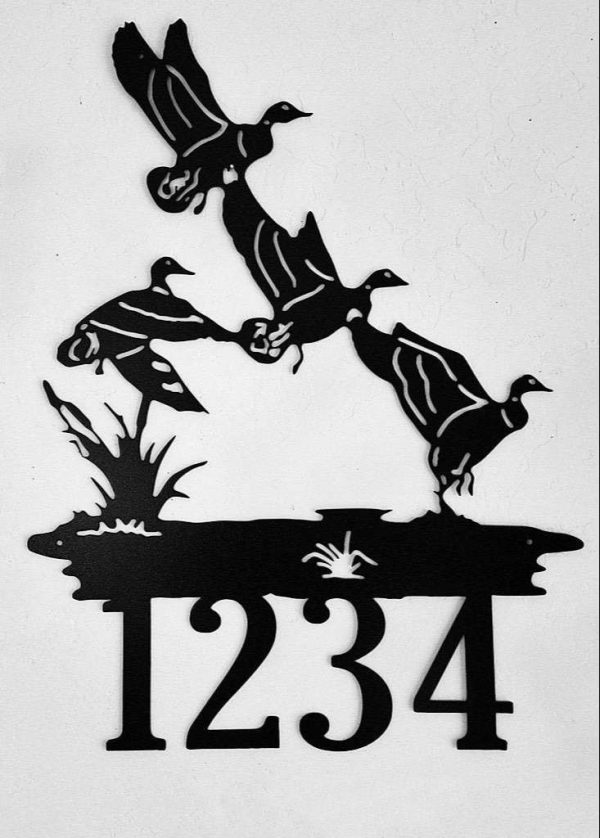 Personalized Ducks in Flight Address Sign House Number Plaque Custom Metal Sign