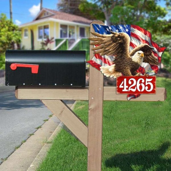 Personalized Eagle Address Sign Independence Day Veteran Day Patriotic Decor Custom Metal Sign