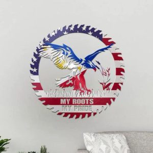 Personalized Eagle My Roots My Pride Sign Independence Day Veteran Day Home Decor Gift for Patriot Custom Metal Sign