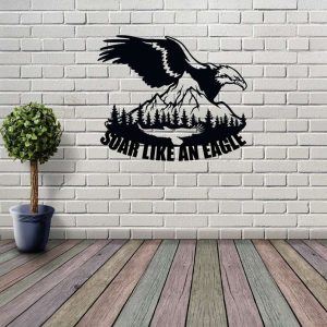 Personalized Eagle Over Mountain Sign Wildlife Address Sign Patriotic Decor Custom Metal Sign 3