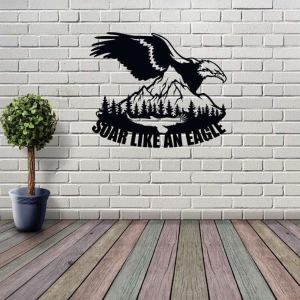 Personalized Eagle Over Mountain Sign Wildlife Address Sign Patriotic Decor Custom Metal Sign