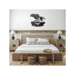 Personalized Eagle Over Mountain Sign Wildlife Address Sign Patriotic Decor Custom Metal Sign 4