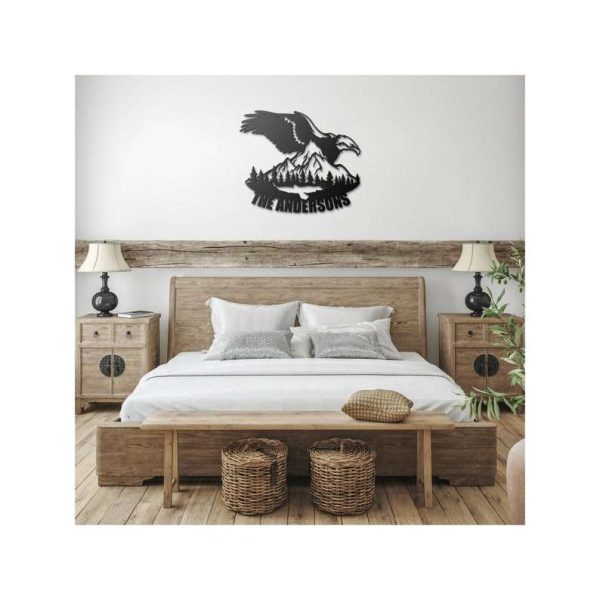 Personalized Eagle Over Mountain Sign Wildlife Address Sign Patriotic Decor Custom Metal Sign