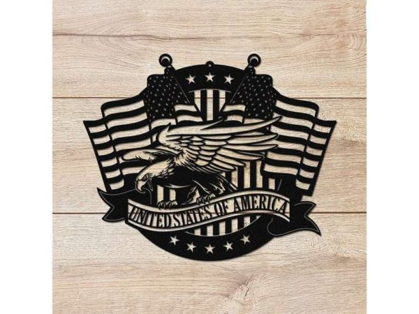 Personalized Eagle Sign USA Independence Day Veteran Day Home Decor Gift for Patriot Custom Metal Sign