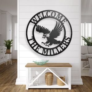 Personalized Eagle’s Nest Sign Flying Eagle Independence Day Veteran Day Patriotic Decor Custom Metal Sign