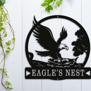 Personalized Eagle’s Nest Sign Independence Day Veteran Day Patriotic Decor Custom Metal Sign