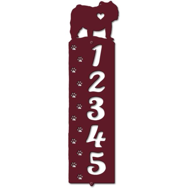 Personalized English Bulldog Paw Address Sign House Number Plaque Custom Metal Sign