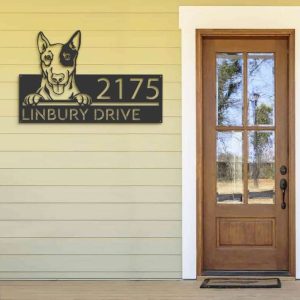 Personalized English Bullterrier Dog CUte Puppy Address Sign House Number Plaque Custom Metal Sign