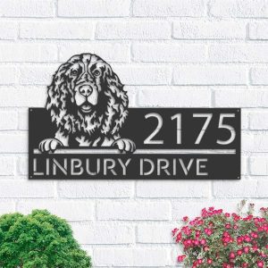 Personalized English Springer Spaniel Dog Cute Puppy Address Sign House Number Plaque Custom Metal Sign 1