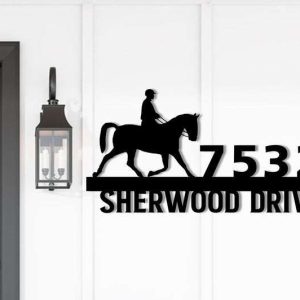 Personalized Equestrian Horse Rider Address Sign House Number Plaque Custom Metal Sign 1