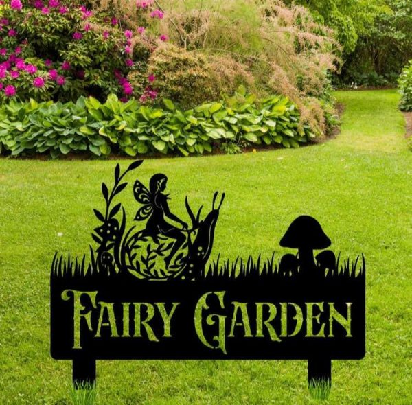 Personalized Fairy Garden Sign Post Decorative Custom Metal Sign