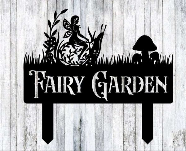 Personalized Fairy and Snail Garden Mushroom Decorative Custom Metal Sign