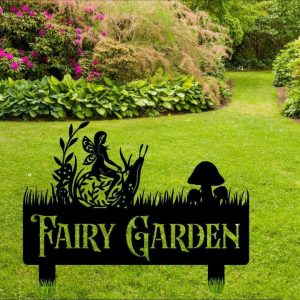 Personalized Fairy and Snail Garden Mushroom Decorative Custom Metal Sign 2