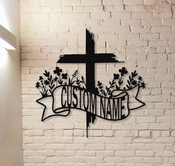 Personalized Faith Cross Memorial Sign Christian Cross Wall Art Loss Gift  Custom Metal Sign