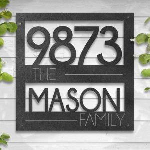 Personalized Family Name Address Sign House Number Plaque Custom Metal Sign