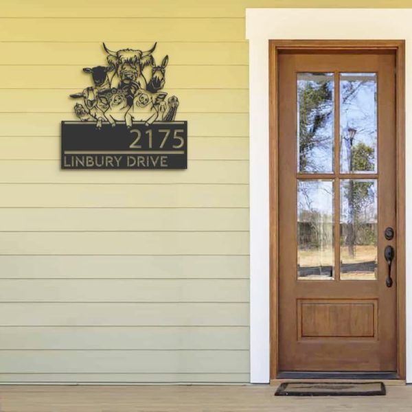 Personalized Farm Animals Farmhouse Ranch Address Sign House Number Plaque Custom Metal Sign