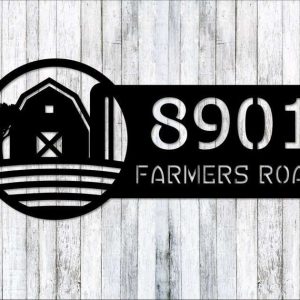 Personalized Farm Barn Address Sign Choose Style House Number Plaque Custom Metal Sign 1