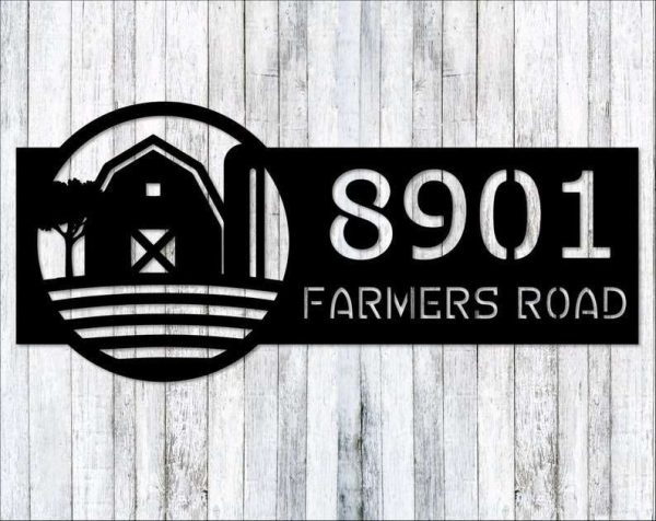 Personalized Farm Barn Address Sign Choose Style House Number Plaque Custom Metal Sign