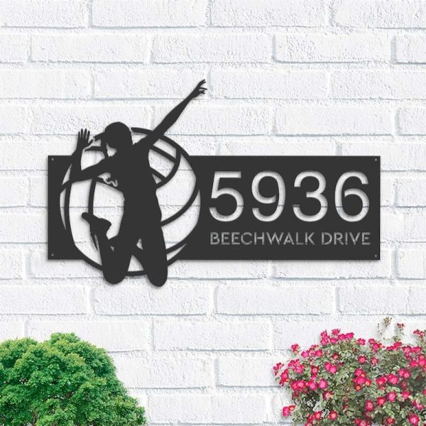 Personalized Female Volleyball Player Address Sign House Number Plaque Custom Metal Sign