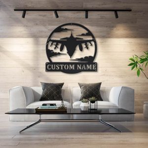 Personalized Fighter Aircraft Sign Aircraft Hangar Pilot Name Sign Airforce Patriotic Decor Gift Custom Metal Sign 2