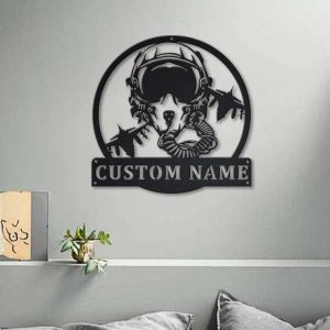 Personalized Fighter Pilot Sign Air Force Independence Day Jet Fighter Veteran Day Patriotic Decor Gift Custom Metal Sign 3