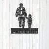 Personalized Firefighter Father and Son Fireman Address Sign House Number Plaque Custom Metal Sign 3