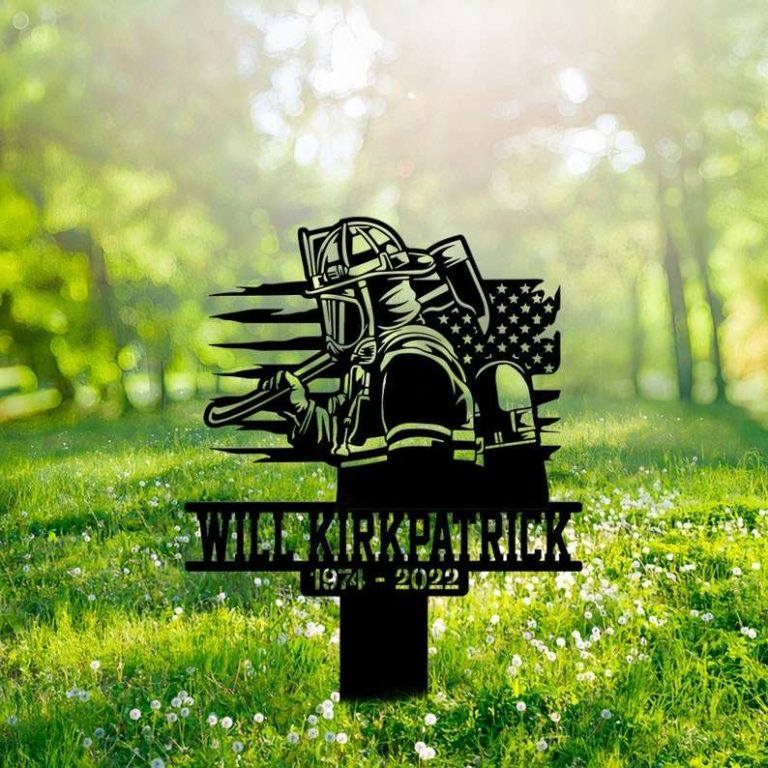 Personalized Firefighter Memorial Sign Yard Stakes Fireman Grave Marker ...