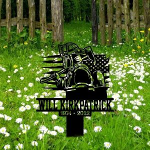 Personalized Firefighter Memorial Sign Yard Stakes Fireman Grave Marker Cemetery Decor Custom Metal Sign 2