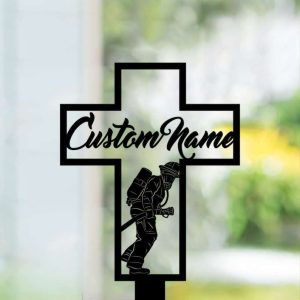 Personalized Firefighter Memorial Sign Yard Stakes Fireman Grave Marker Cemetery Decor Custom Metal Sign 3 2