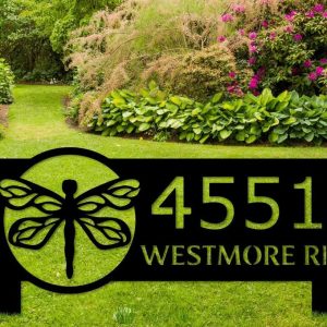 Personalized Firefly Yard Stakes Address Sign Garden Lawn House Number Plaque Custom Metal Sign