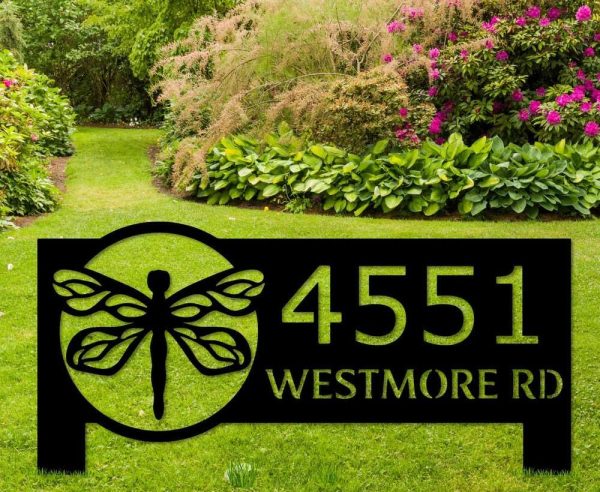 Personalized Firefly Yard Stakes Address Sign Garden Lawn House Number Plaque Custom Metal Sign