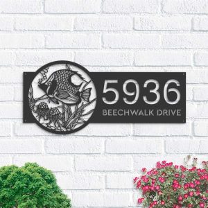 Personalized Fish Sea Life Address Sign House Number Plaque Custom Metal Sign 1