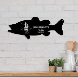 Personalized Fisherman Memorial Sign Yard Stakes Fishing in Heaven Dad Grave Marker Cemetery Decor Custom Metal Sign 1