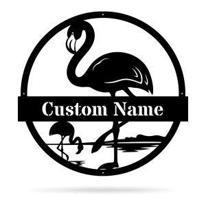 Personalized Flamingo Yard Address Sign House Number Plaque Custom Metal Sign 4