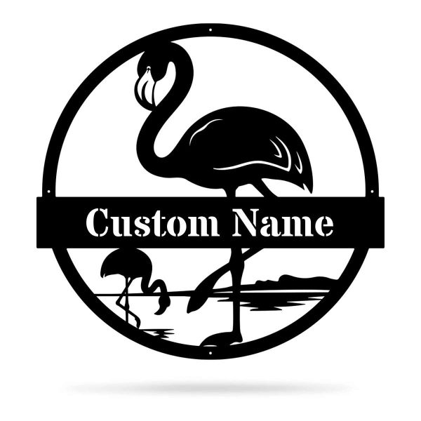 Personalized Flamingo Yard Address Sign House Number Plaque Custom Metal Sign