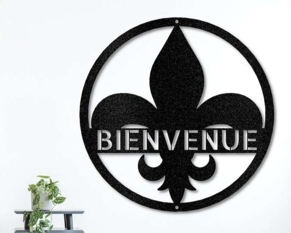 Personalized Fleur de Lis Address Sign House Number Plaque Custom Metal Sign