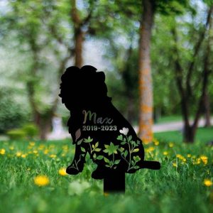 Personalized Floral Affenpinscher Memorial Sign Yard Stakes Affenpinscher Grave Marker Cemetery Decor Custom Metal Sign 2