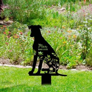 Personalized Floral Azawakh Memorial Sign Yard Stakes Azawakh Grave Marker Cemetery Decor Custom Metal Sign 1